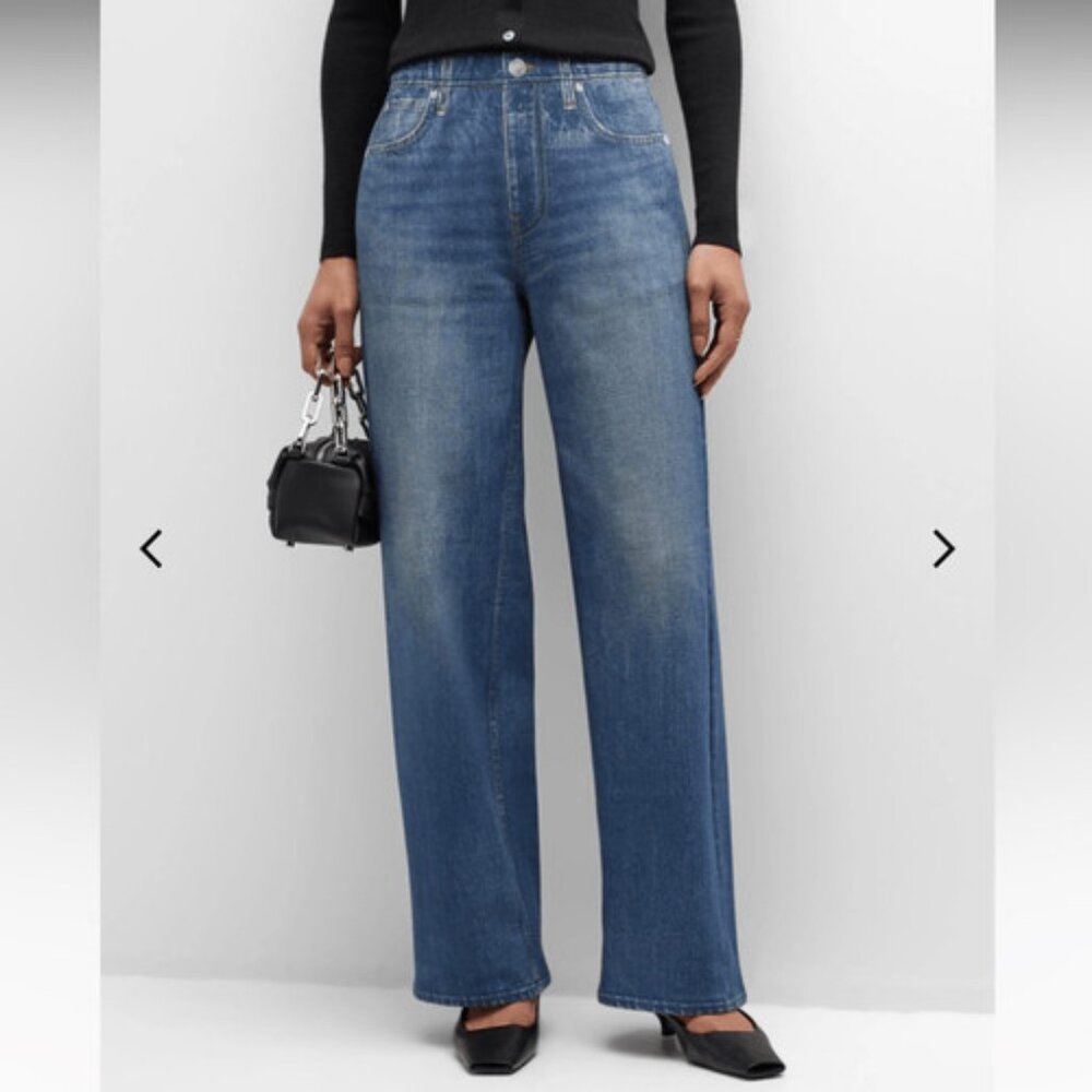 rag & bone Women's Medium Blue Wide-Leg Jeans